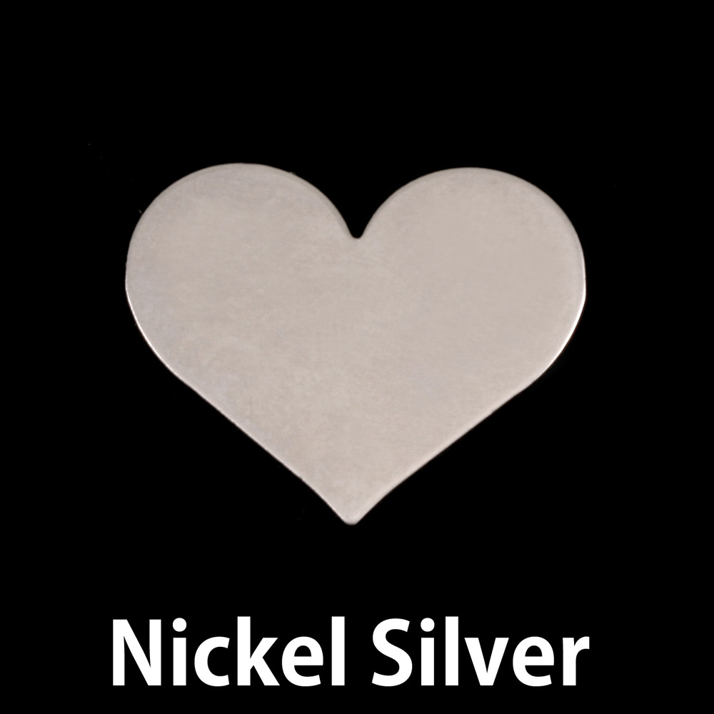 Metal Stamping Blanks Nickel Silver Classic Heart, 20mm (.79") x 17mm (.67"), 24g, Pack of 5